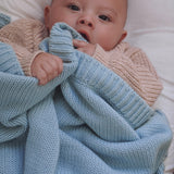 chunky baby blanket - misty blue