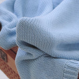Hand-embroidered baby blanket in blue